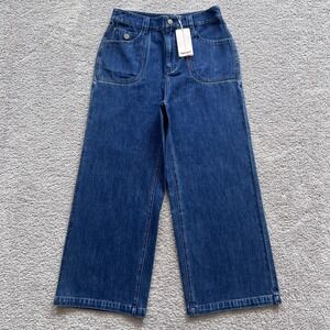 Fabrique Britt Cropped Wide Leg Jeans Womens L Blue High Rise Medium Wash Denim